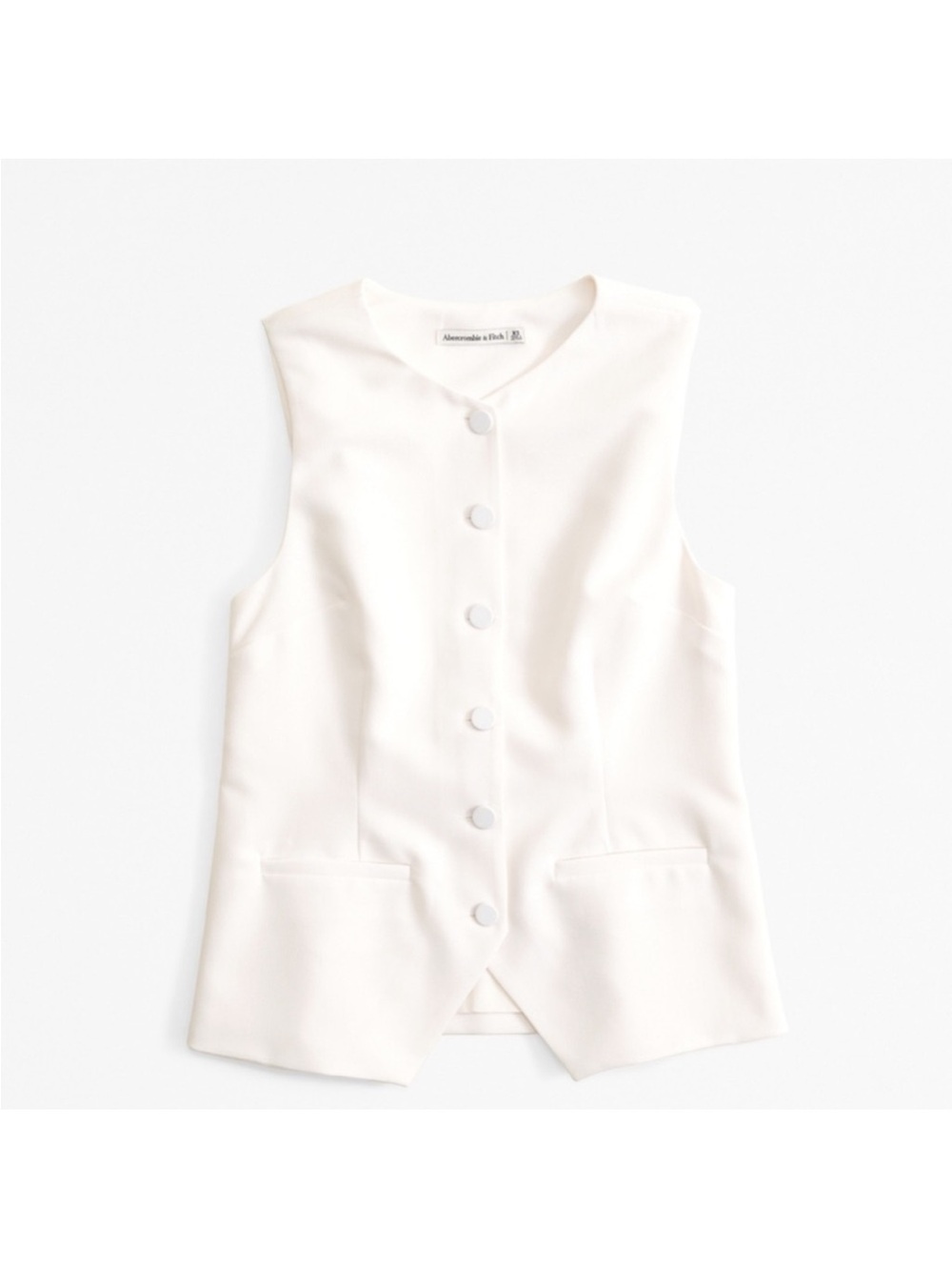 Abercrombie & Fitch White Button-Front Sleeveless Vest Small